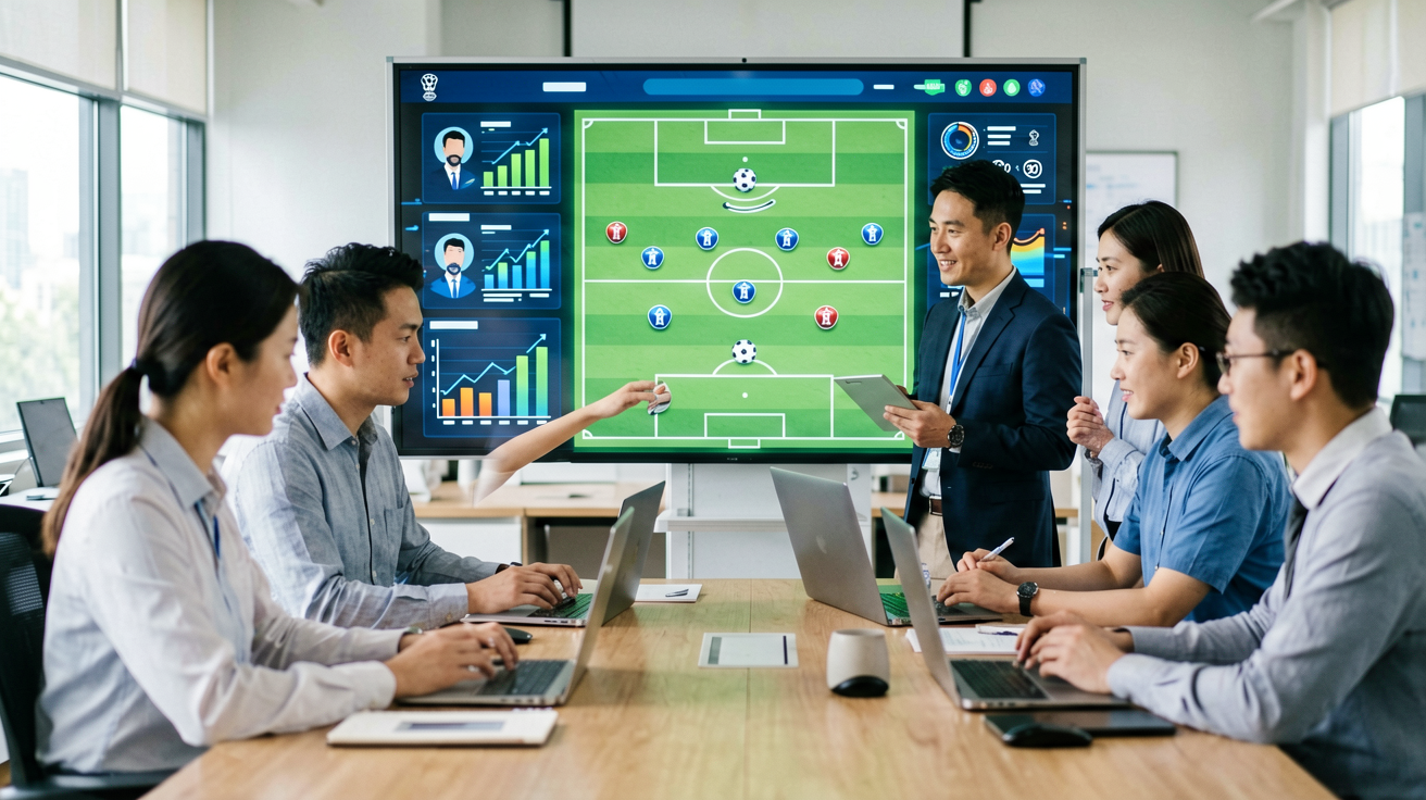 战术板分析图示体现足球数据研究的专业性